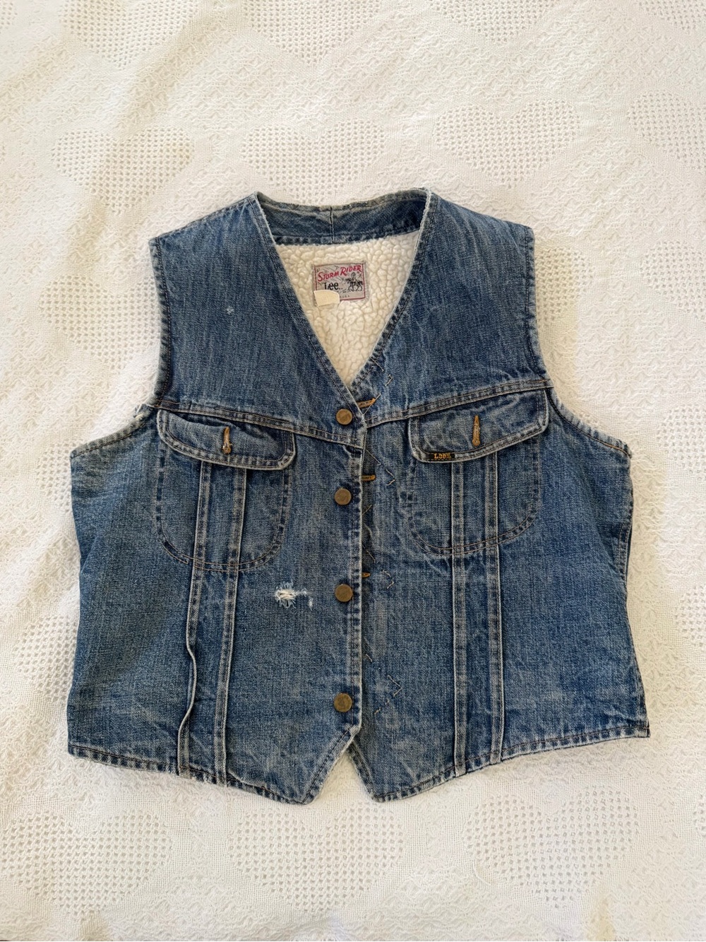 Lee vintage storm rider Blue Denim Vest with Sherpa Lining